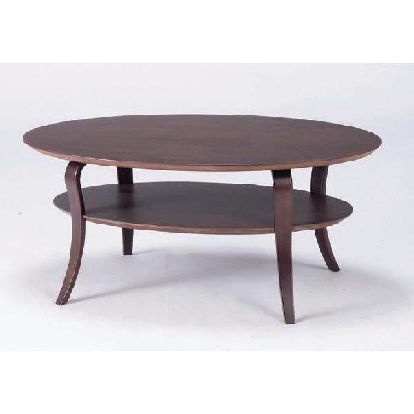 ブラウン 木製 楕円形 センターテーブル 木製楕円形センターテーブル シンプルデザイン 棚付 2色対応 : さぬき