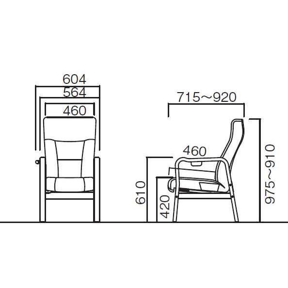布張りパーソナルチェアー/イージーチェア―、オットマン（脚置き）付き 3色対応 国産品（日本製） 完成品_4