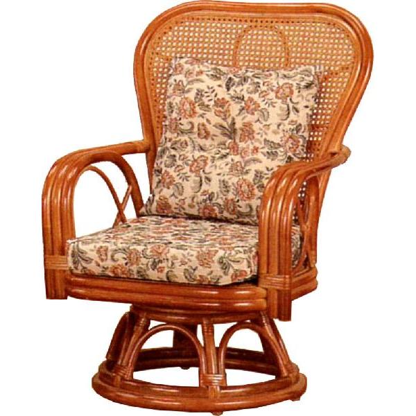 籐椅子 ラタンチェア ラウンドチェアー ハイタイプ 回転式/座椅子 S