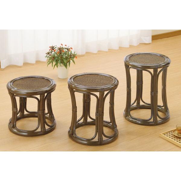 ラタン製 丸型椅子 ナチュラル 籐椅子 ラタンチェア 丸型スツール ダークブラウン色 座面高さ42センチ