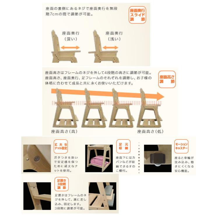 くろがね 木製学習椅子 おしゃれな合成皮革張りデスクチェア ミディアム色(パープル色合成皮革張り)_4