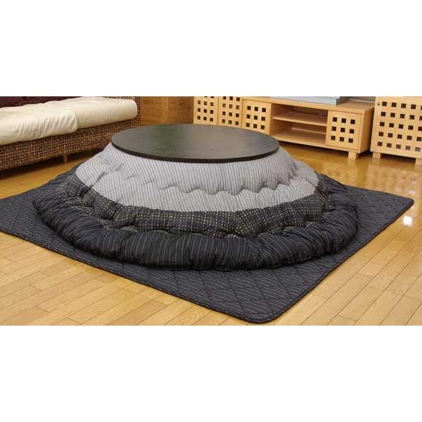 こたつ布団　円形こたつ布団掛け（掛単品）　100〜120丸型こたつ用　しじら生地　ユカリ　ブラック色_1