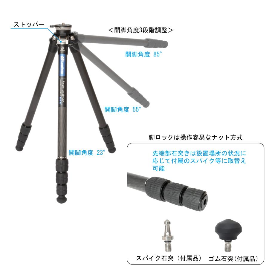 レンジャーシリーズ Leofoto LS-284CEX レベリング搭載 カーボン レンジャーシリーズ Leofoto LS-284CEX レベリング搭載 カーボン