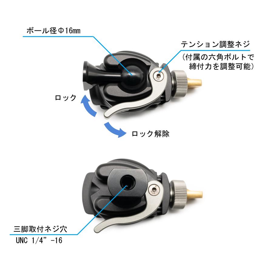 Leofoto (レオフォト) MBC-20 小型自由雲台 1/4インチネジ穴対応 ボール径16mm 独立パンロック【並行輸入品】｜sanwa-trade｜05