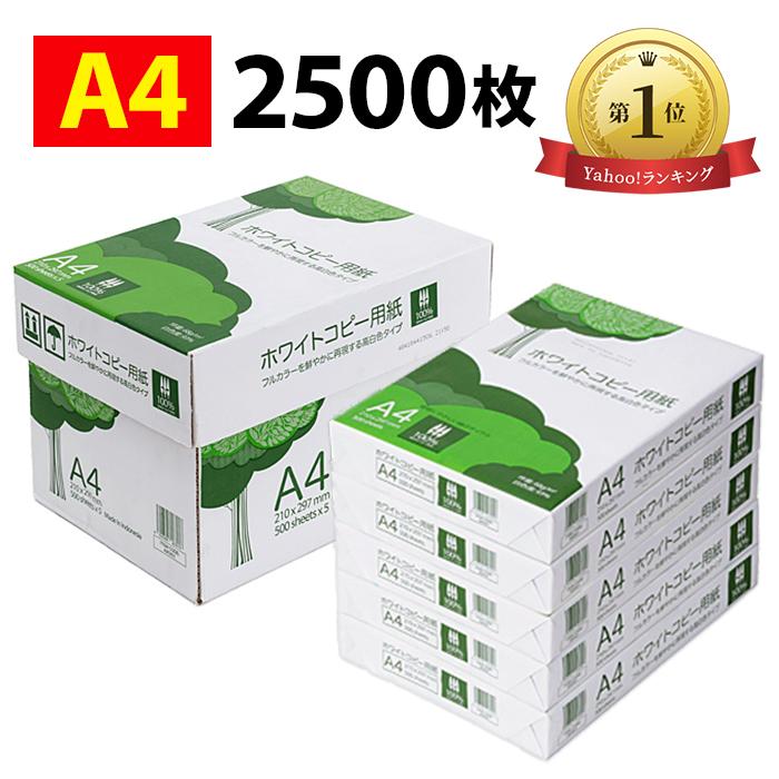 コピー用紙 A4 2500枚 500枚×5冊 玄関までお届け 高白色 白い ホワイト 用紙 OA用紙 印刷用紙 インクジェット カラー レーザー プリンター FAX 300-CP1A4（Yahoo!・サンワダイレクト）
