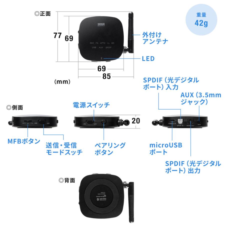 タイプ Bluetooth 高音質 ハイレゾ相当対応 オーディオトランスミッター サンワダイレクト - 通販 - PayPayモール トランスミッター 送信 タイプ Bluetooth 高音質 ハイレゾ相当対応 オーディオトランスミッター サンワダイレクト - 通販 - PayPayモール トランスミッター 送信