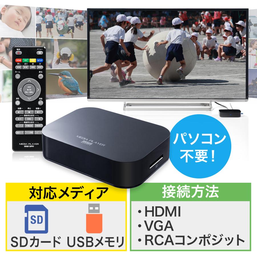 メディアプレーヤー SDカード USBメモリ テレビで見る ショッピング 動画 写真 RCA HDMI コンポーネント対応 音楽 VGA マーケット