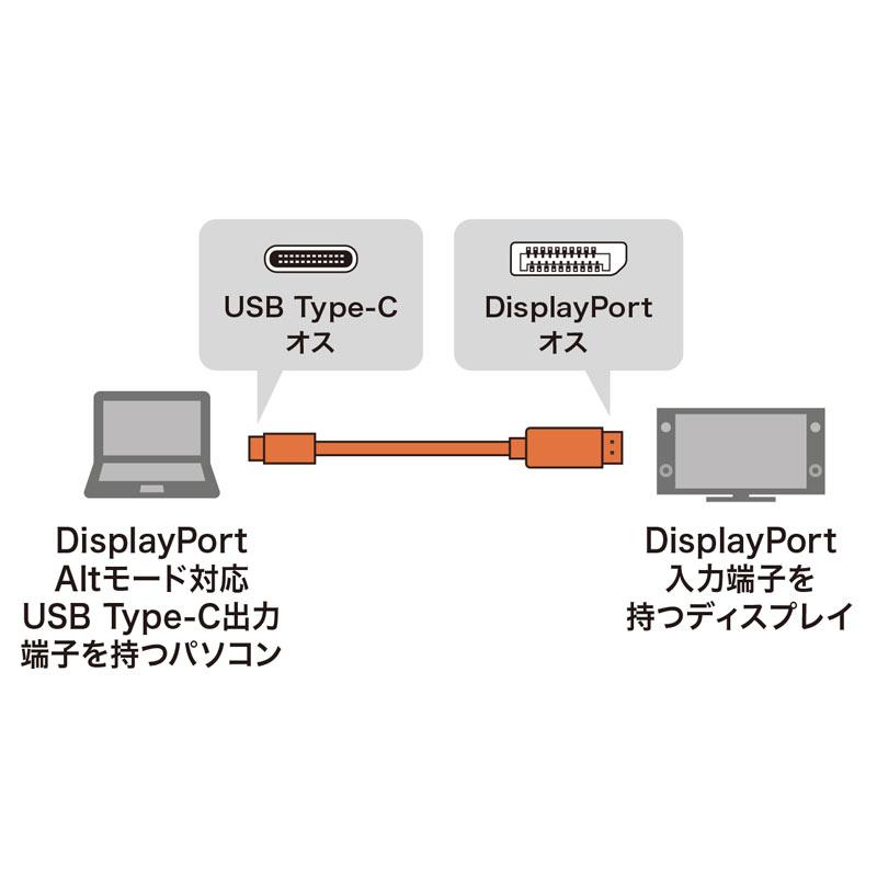 TypeC-DisdplayPort変換ケーブル 【サイズ交換ＯＫ】 1m