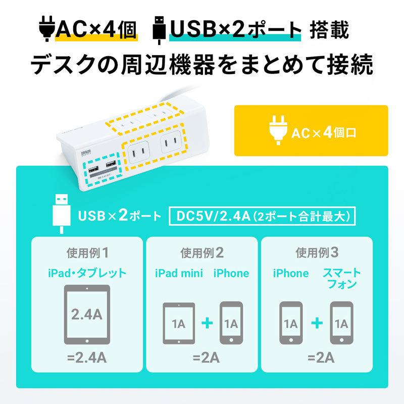 人気沸騰ブラドン 電源タップ 4個口 3m 延長コード Usb付き コンセント クランプ固定 一括集中スイッチ Oaタップ コンセントタップ Tap B105u 3w Heartlandgolfpark Com