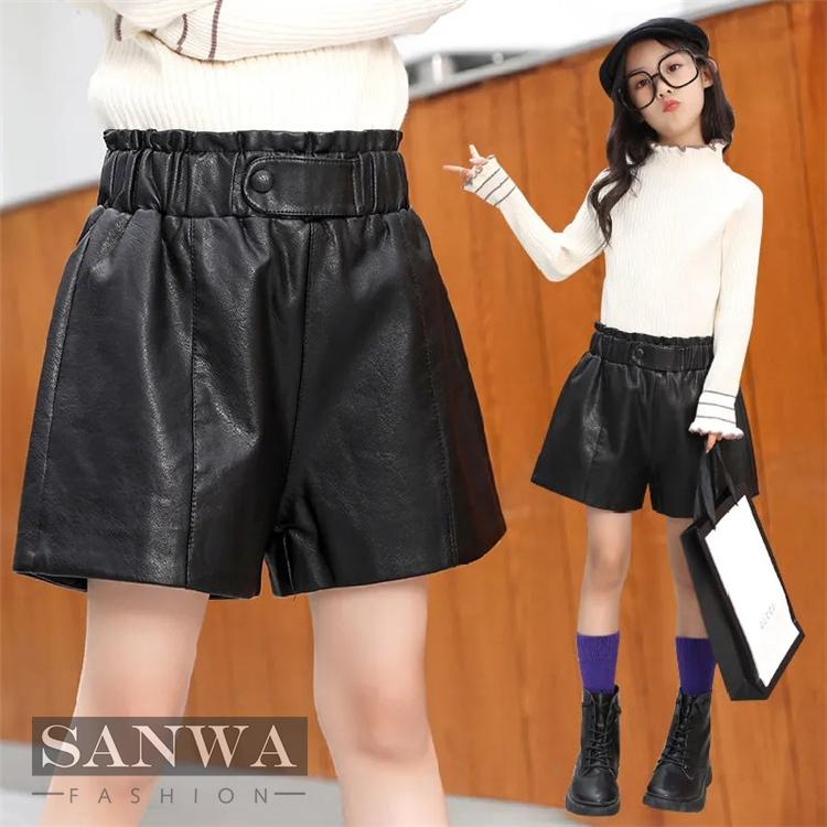 キッズ ショートパンツ 子供用 革パン キッズパンツ PUレザー フェイク