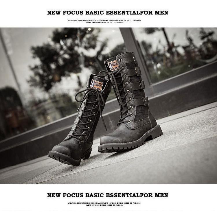 メンズ ロングブーツ ブーツ ワークブーツ 靴 PU レースアップ メンズ