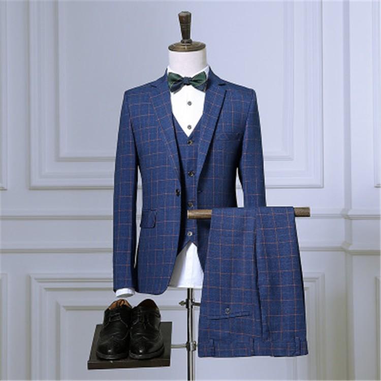 セットアップ メンズ スーツ フォーマル スリム スリーピース チェック