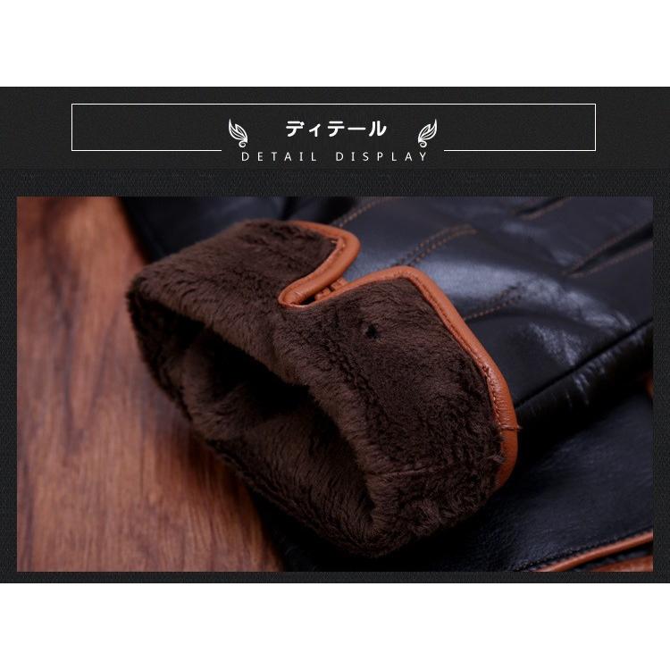 本革手袋　グローブ　メンズ　ヤギ革　手袋　裏起毛　glove　バイク手袋　バイクグローブ　レーシンググローブ　暖かい 防寒 柔らかい 上質 高級｜sanwafashion｜05