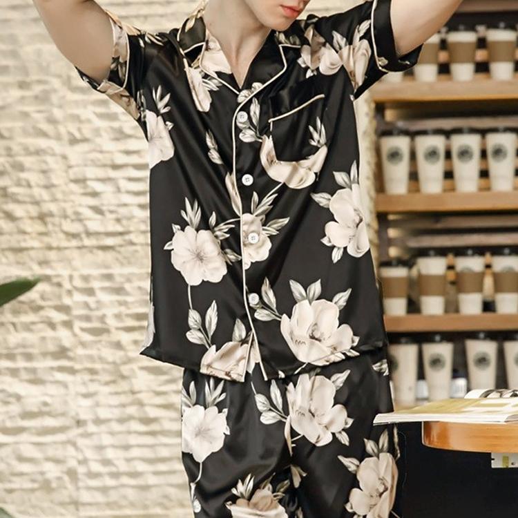 バスローブ パジャマ メンズ メンズパジャマ 春夏 2点セット 上下セット 半袖 涼しい 花柄 欧米風 ルームウエア ナイトガウン 部屋着 寝間着 Pajyapam025 Sanwa Fashion 通販 Yahoo ショッピング