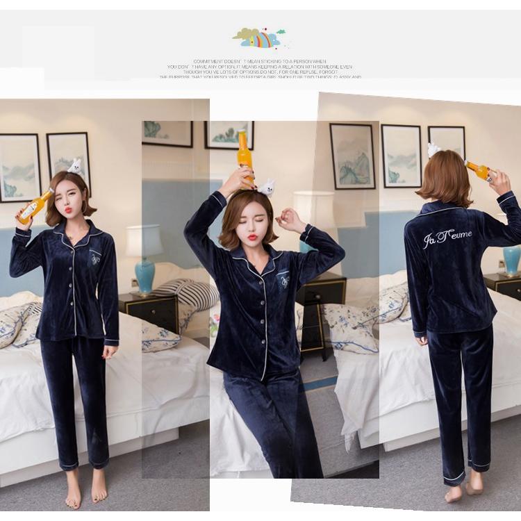 パジャマ レディース 冬 秋 前開き 上下セット 長袖 ベルベット