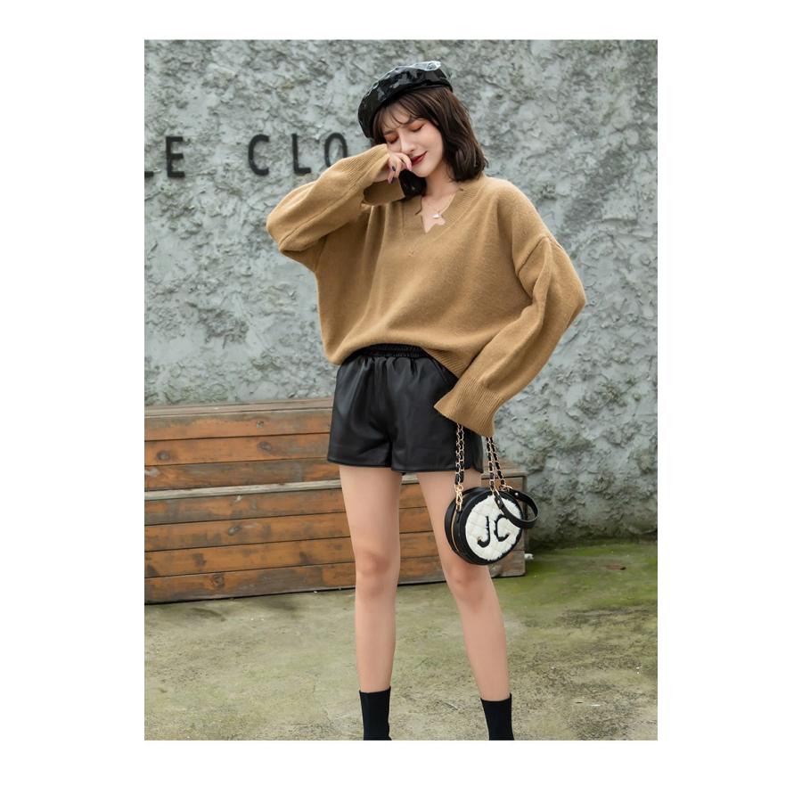 レディース ショートパンツ 革パン 合わせやすい ゆったり 本革 レディース ショートパンツ 革パン 合わせやすい ゆったり 本革