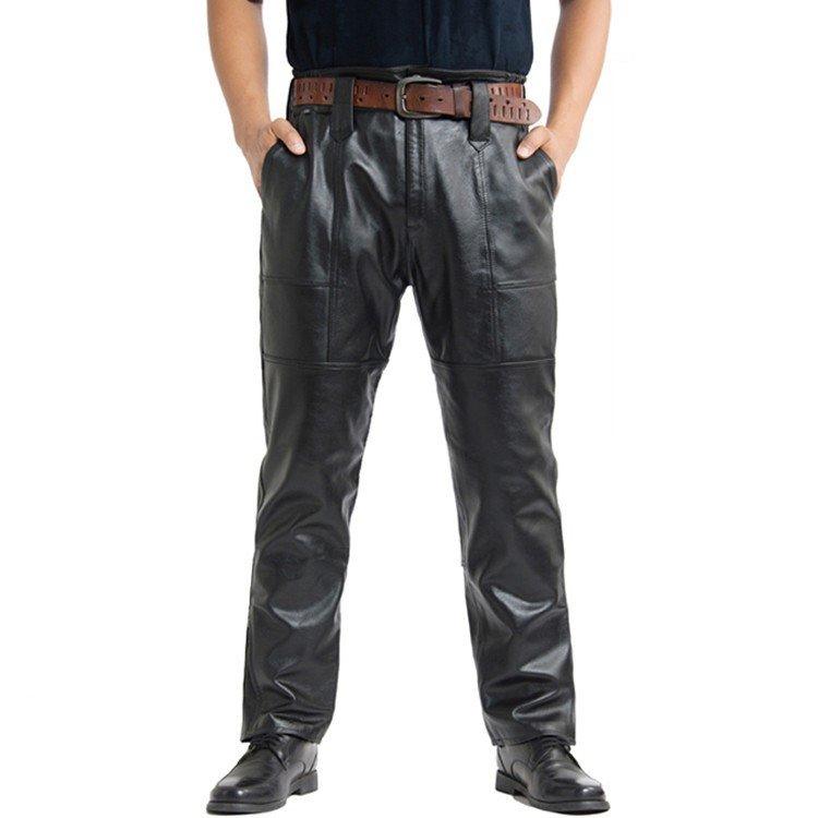本革 牛革 メンズ革パン 春秋冬 レザーパンツ 中綿インナーは取り外し