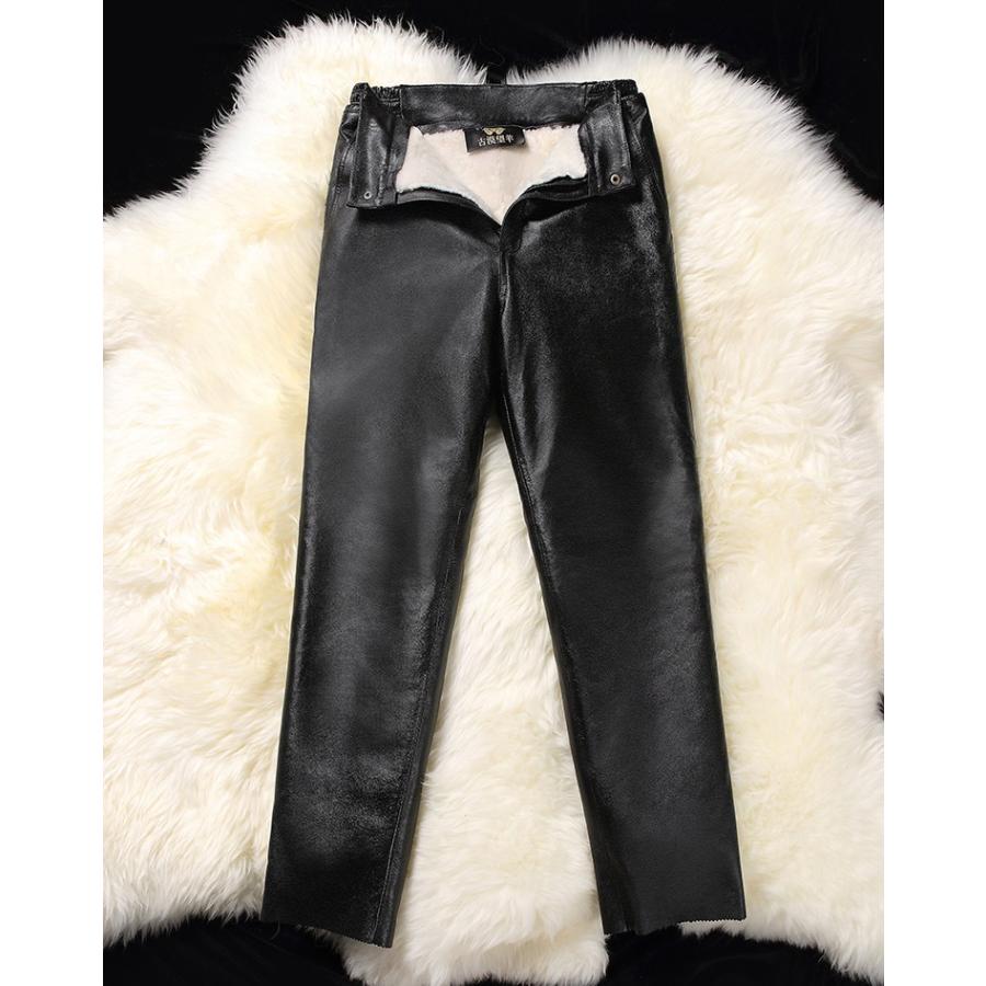 本革 ラム革 メンズ革パン 春秋冬 レザーパンツ 防風防寒 厚手 バイク