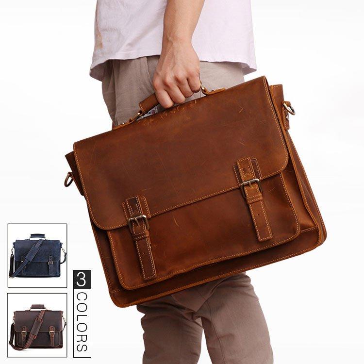 大人気商品 トートバッグ メンズ 本革 レザー 2way 手提げバッグ 通勤鞄 ビジネスバッグ 斜めがけバッグ ブラウン iPad対応 カジュアル兼用  紳士用 トートバッグ 通販