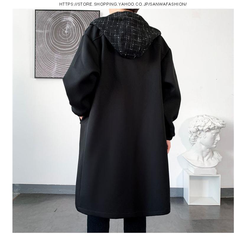 チェスターコート メンズコート 秋冬 ラシャコート フード付き ロング