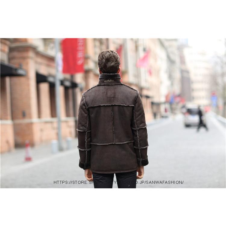 メンズ革ジャン ムートンコート レザージャケット 裏起毛 ムートン
