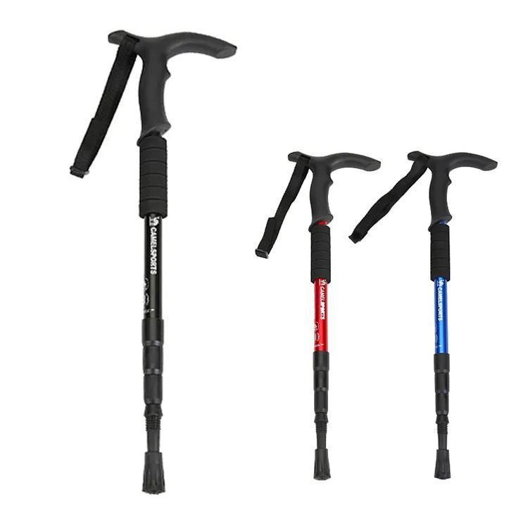 トレッキングポール 登山ステッキ ストック 軽量 アルミ製 T型グリップ