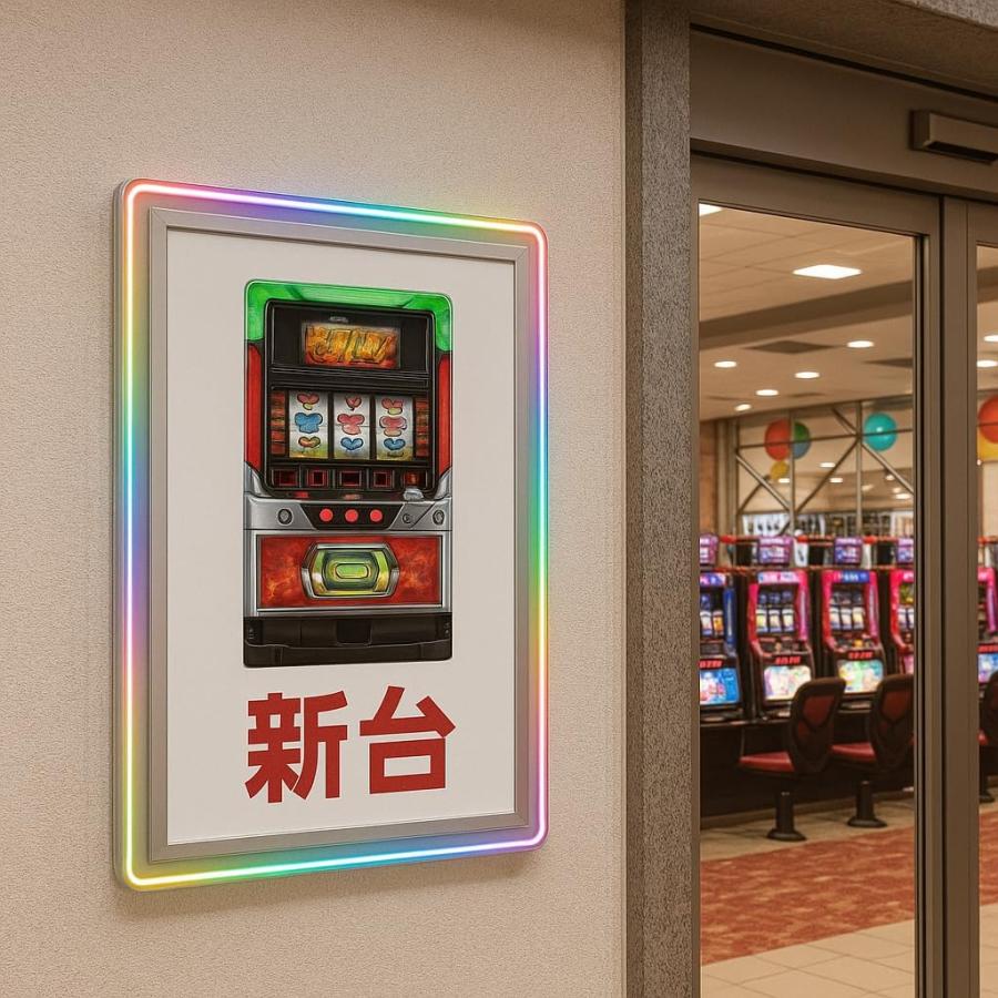 ピカッパネル 虹 A1 LEDポスターパネル 虹色LEDフレーム 壁掛け式 看板 LEDライトパネル パチンコ店・店舗用 新台告知 POP 電飾ポスター枠の画像