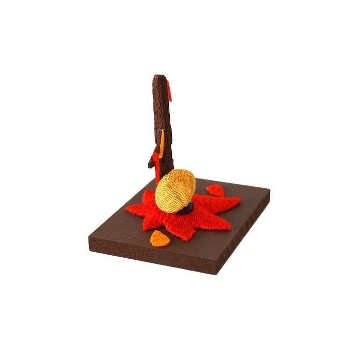 傘地蔵 もみじ 紅葉 モミジ 秋 卓上ミニ飾り ちりめん 和雑貨 置物
