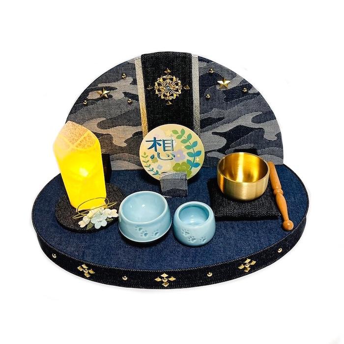 祭壇 ペット用 コンパクト祭壇 デニム メモリアル 和雑貨 置物 置き物