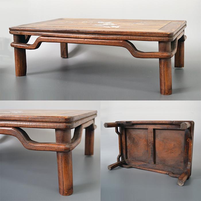 螺鈿入り小机(大) 書机 らでん 貝殻 サンコウチョウ 三光鳥 梅 椿 装飾