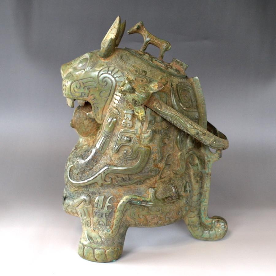 青銅 ウェン王子と虎 12y812 やかん 銅瓶 骨董品 縁起物 中国 青銅 ウェン王子と虎 12y812 やかん 銅瓶 骨董品 縁起物 中国
