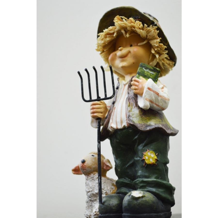 陶器製 男の子の像 ガーデンオーナメント 約30cm 【公式通販】