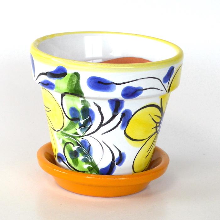 植木鉢 FLOR AZUL3.5（イエロー）スペイン製 DECORADO 鉢 プランター
