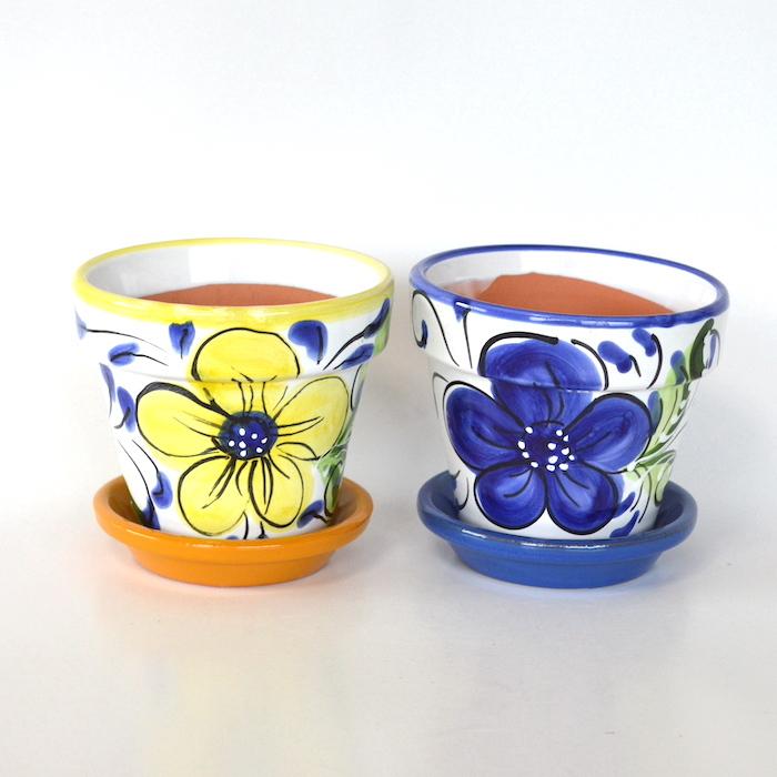 植木鉢 FLOR AZUL3.5（イエロー）スペイン製 DECORADO 鉢 プランター