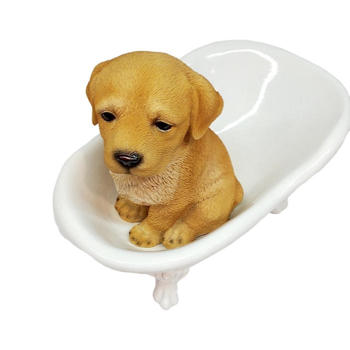 ドッグオーナメント ラブラドールレトリバー バスタブ 犬 子犬 置物