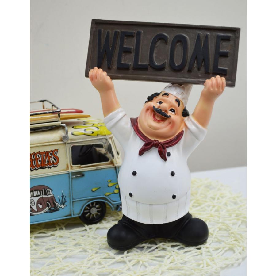 レトロ品 アンティーク シェフ コック 銅像 ヴィンテージ　レジン コックさん 置物人形 看板置 アンティーク 高さ約28cm レトロ シェフ