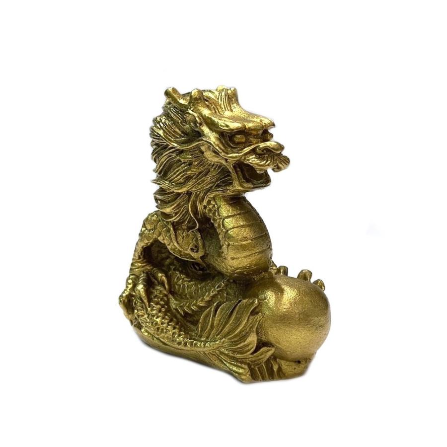 真鍮製 黄銅 オブジェ 龍 ドラゴン 竜 座龍 4本爪 金運 真鍮 ゴールド