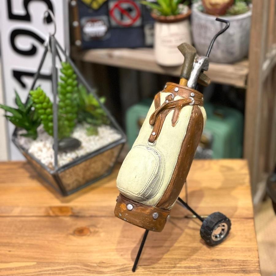 レトロ オブジェ ゴルフバッグ 白・赤 アンティーク 昭和レトロ 置物