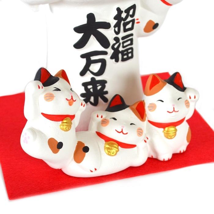 大きな手招き猫 大 18-275 白 ねこ 招き猫 置き物 金運 オブジェ 風水