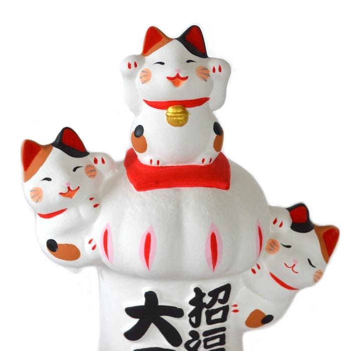 大きな手招き猫 大 18-275 白 ねこ 招き猫 置き物 金運 オブジェ 風水