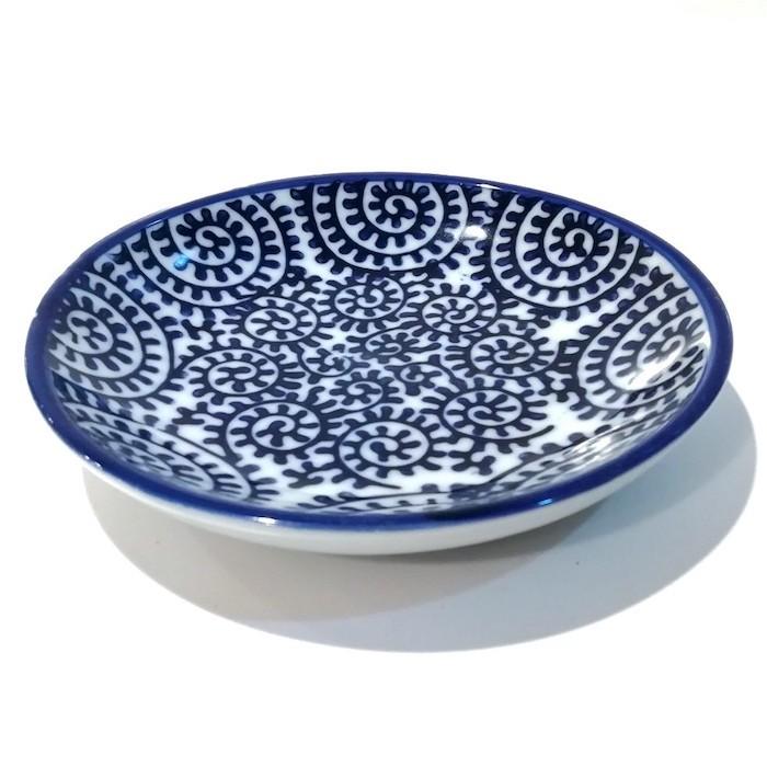 染付陶器 小皿 豆皿 ソーサー 醤油皿 しょう油皿 蛸唐草 唐草模様 唐草