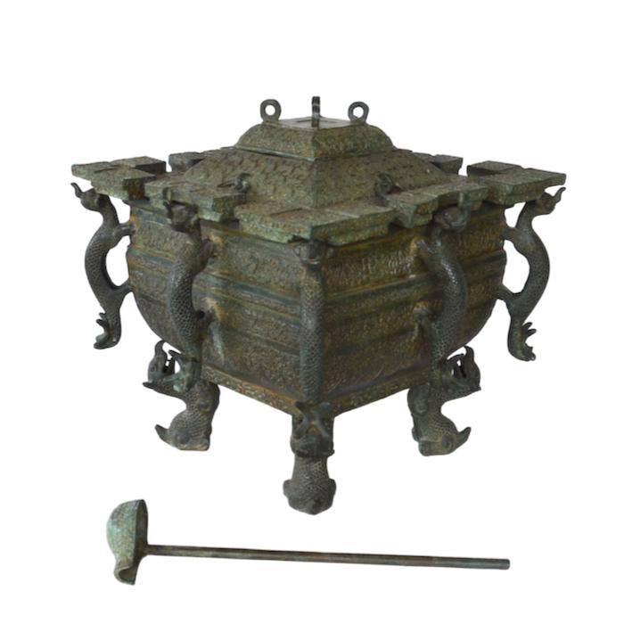 再　お値下げ　火鉢ビンテージ　象嵌入り お値下げ 火鉢ビンテージ 象嵌入り 美術品・アンティーク