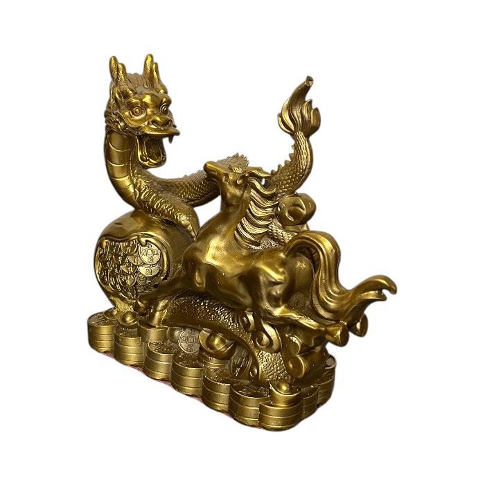 銅 龍と馬 登り龍 昇龍 駆ける馬 ウマ 午 縁起物 置物 金運アップ 開運