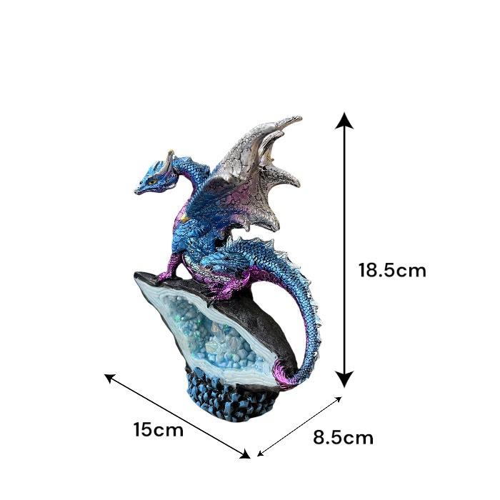 ファンタジックドラゴン クリスタルを守るドラゴン 龍 竜 青 水色