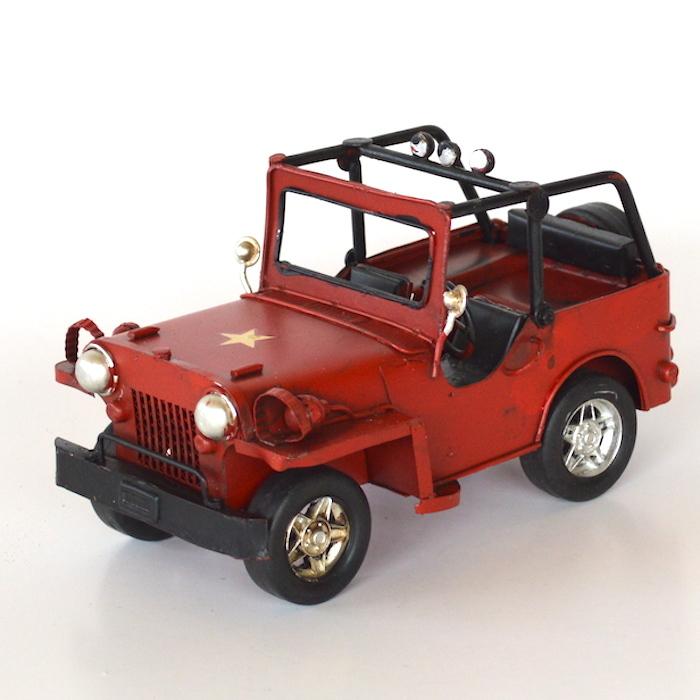 ブリキのジープ　2台 ブリキカー ジープ レッド 赤 43035 ブリキ おもちゃ 車 アンティーク