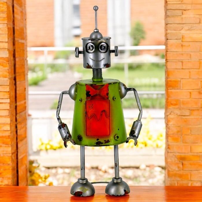 【週末】ブリキ レトロロボット / ガーデニング オーナメント オブジェ 大きなロボット ブリキ製 ガーデニング レトロ お庭づくり 園芸