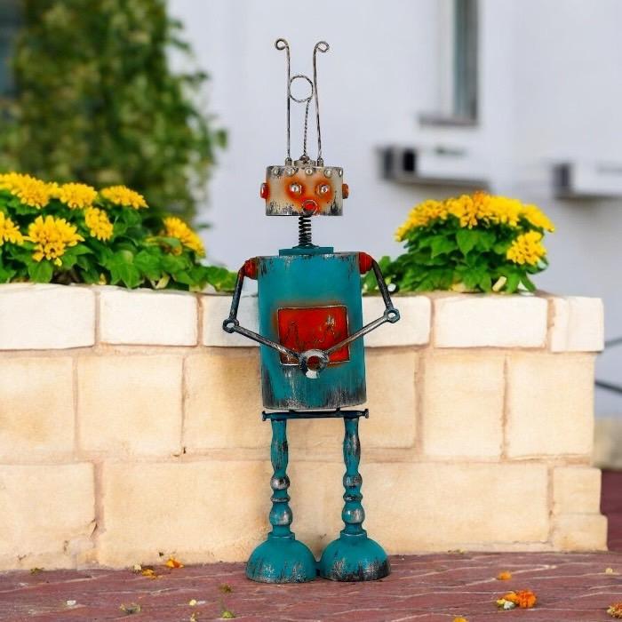 置物 大きなロボット ブリキ製 ガーデニング レトロ お庭づくり 園芸