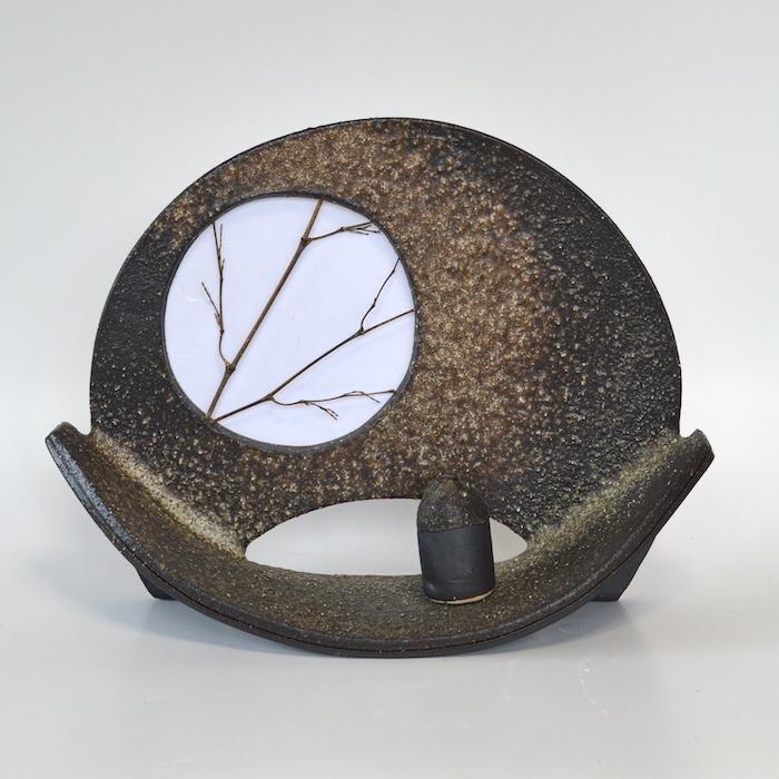 扇型あかり 大 室内用 信楽焼 和風 あかり モダン 照明 美術品