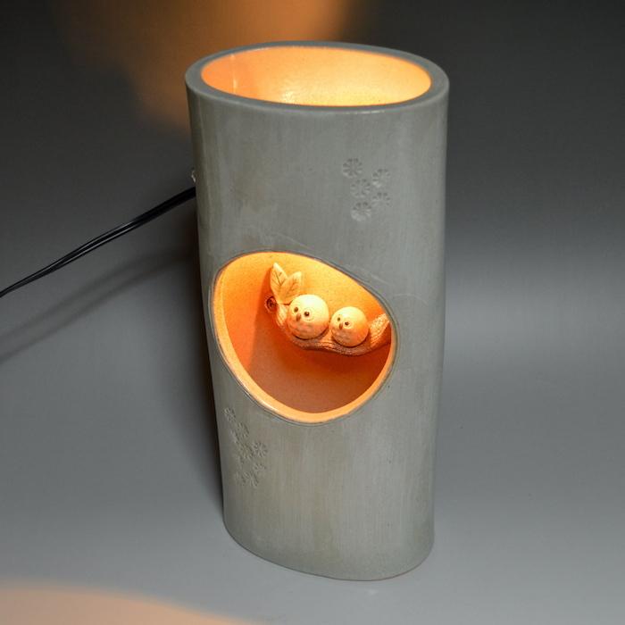 小判形ふくろうあかり 室内用 信楽焼 和風 あかり モダン 照明 美術品