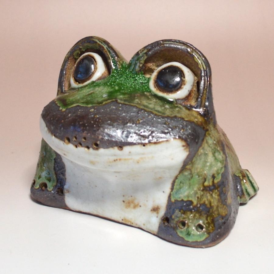 信楽焼 出目蛙（豆）カエル かえる 風水 金運 幸福 オブジェ 置き物